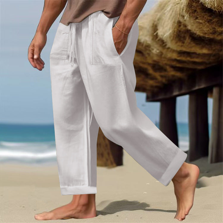 Men's Linen Pure Color Comfort Breathable Casual Pants
