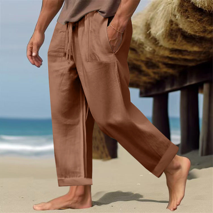 Men's Linen Pure Color Comfort Breathable Casual Pants