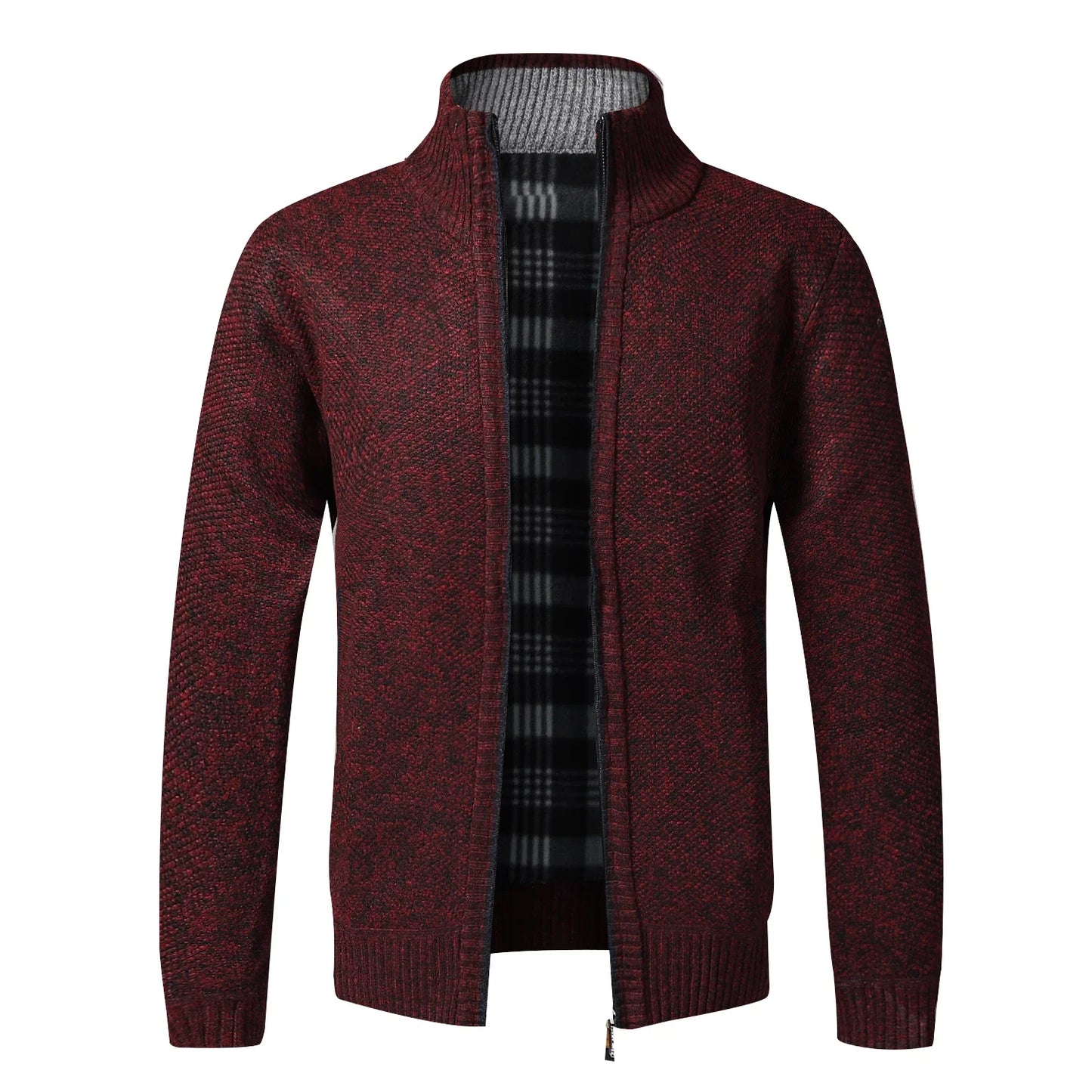 Mens Winter Cardigan Warm Fleece Zip Slim Fit Knit Jiangsu
