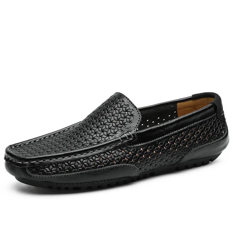 DZAG Men Leather Loafers Breathable Slip On Driving Shoes