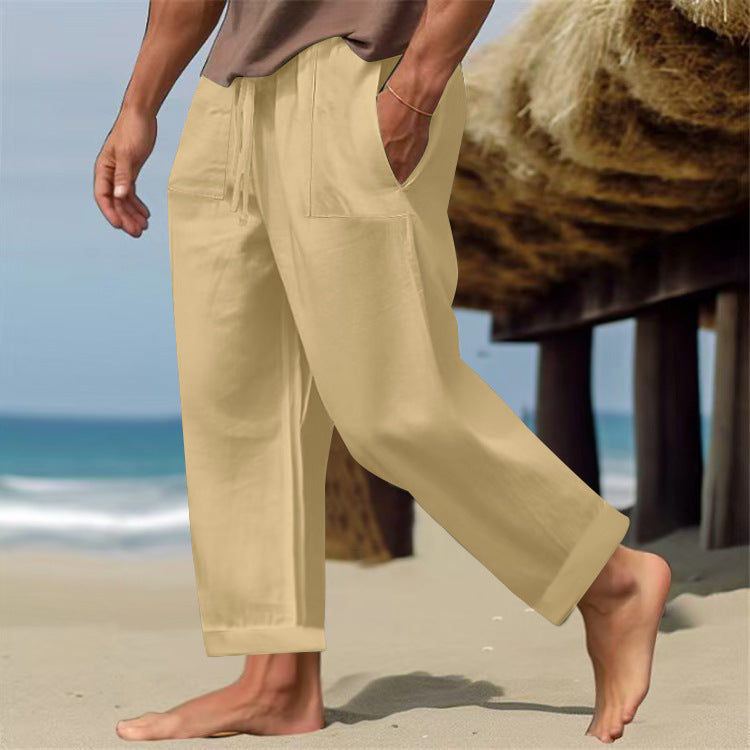 Men's Linen Pure Color Comfort Breathable Casual Pants
